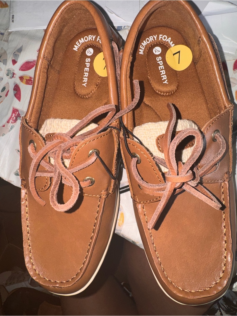Sperry Women's Brown Leather Boat Shoes with Lace Tie Memory FOAM  NWT